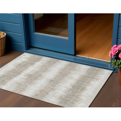 Tapis intérieur lavable rayé beige ivoire 3 pi x 5 pi