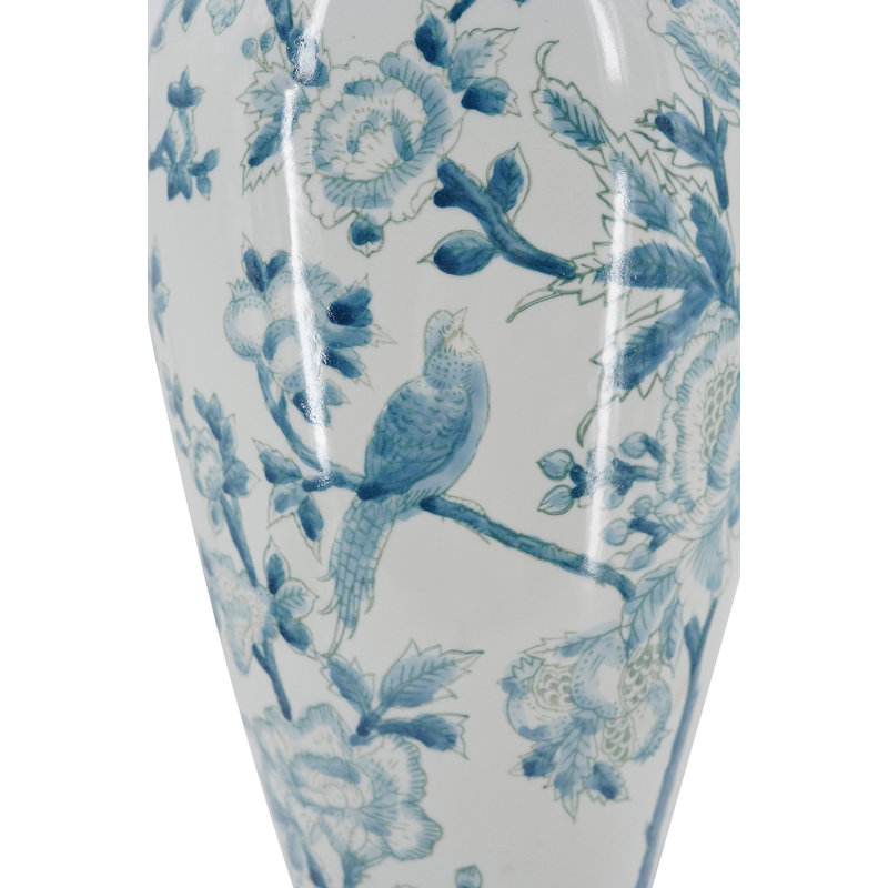 Vase de table en porcelaine bleue et blanche de 17 pouces