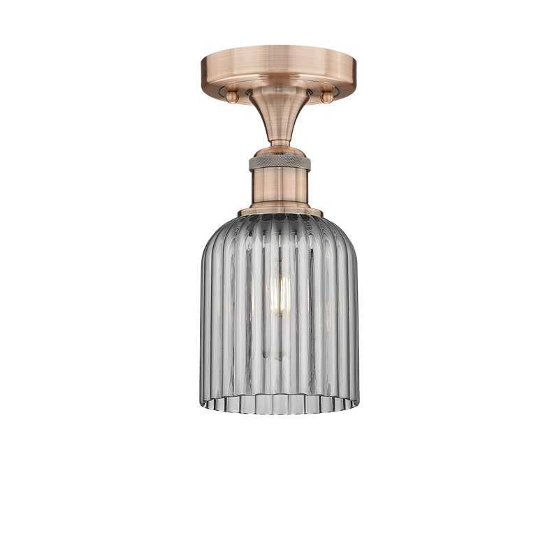 Edison - Adriena - Plafonnier semi-encastré 5 "1 lumière, Cuivre antique, Gris fumée