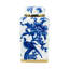 Pot à couvercle Maxon, motifs floraux oiseaux, bordure dorée, porcelaine bleu-blanc 11 pouces