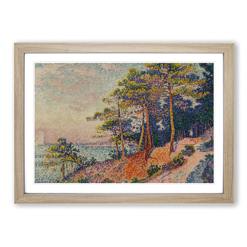 The Trail by Paul Signac - Picture Frame Painting, 48cm H x 65cm W x 2cm D, Oak Framed
