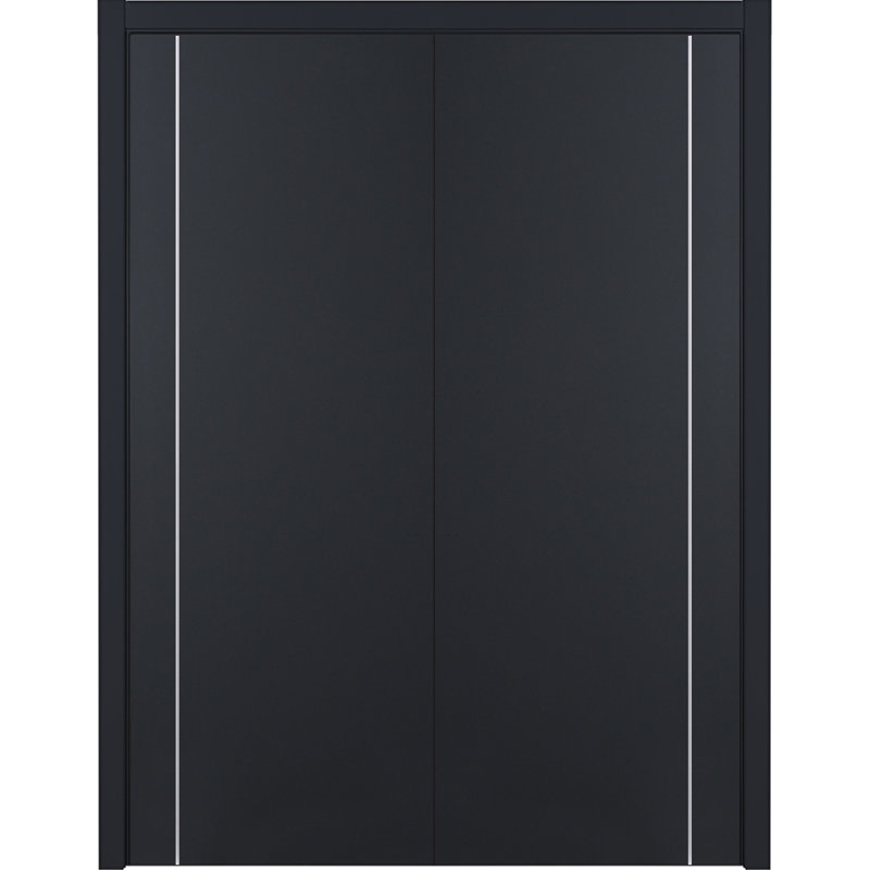 Glam G-Pro 005 pré-suspendu doux noir laminé intérieur moderne porte double réversible 64 po x 80 po, 64" x 80", Réversible