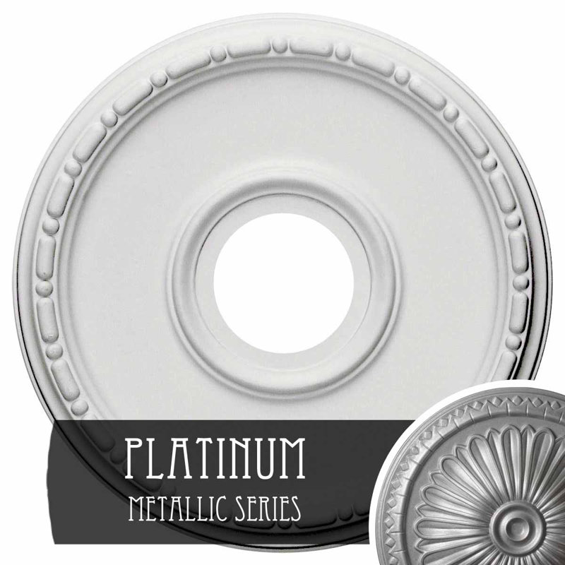 Médaillon de plafond Endurathane Medea, DE 16 1/2 po x P 3 7/8 po x P 1 1/2 po (convient aux auvents jusqu'à 5 3/8 po), finition platine peinte à la main