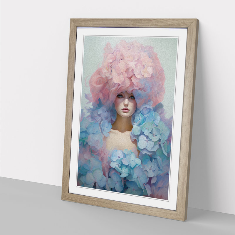 Hydrangea Conceptual No.2 - Framed Print, 64cm H x 46cm W x 2cm D, Oak Framed