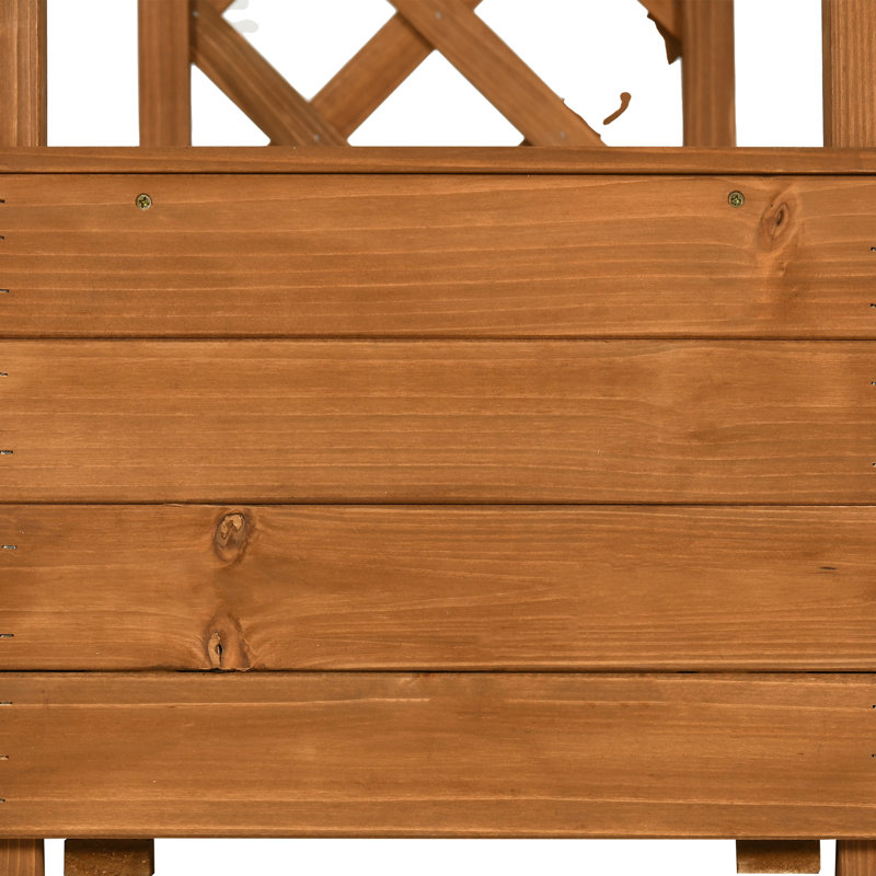 Brown Solid Wood Raised Garden Bed with Trellis and Hanging Roof