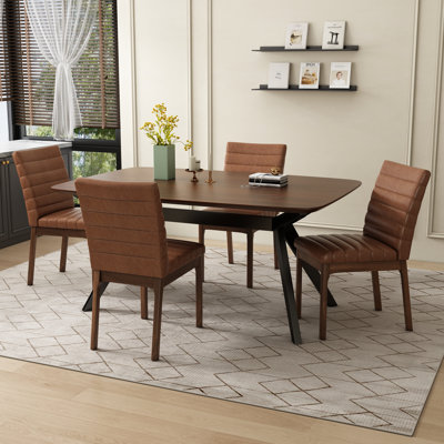 Tabor Upholstered Dining Set With Rubberwood Frame