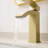 Brushed Gold Bathroom Faucet - Ceramic Filler, Geometric Basin Tap Modern Deck-Mounted, 1 Hole-121675692