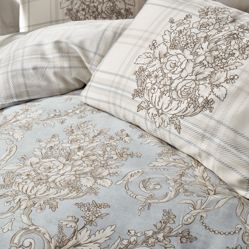 Ensemble de housse de couette 100% coton beige / gris Fuze, Housse de couette 59 "x 83" + 1 taie d'oreiller st