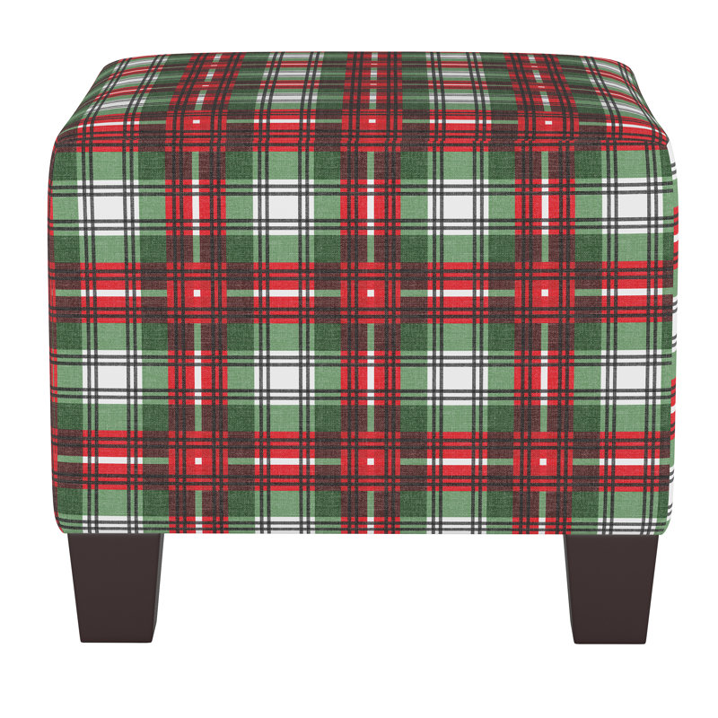 Fernando Upholstered Ottoman, Nicolas Plaid Green
