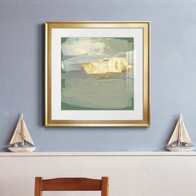 «Sage & Gold Swipe I-Premium», reproduction encadrée prête à accrocher2759251