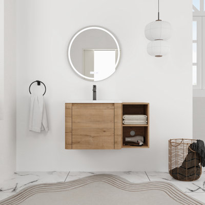Meuble-lavabo flottant simple 36 po avec comptoir en céramique 36 po
