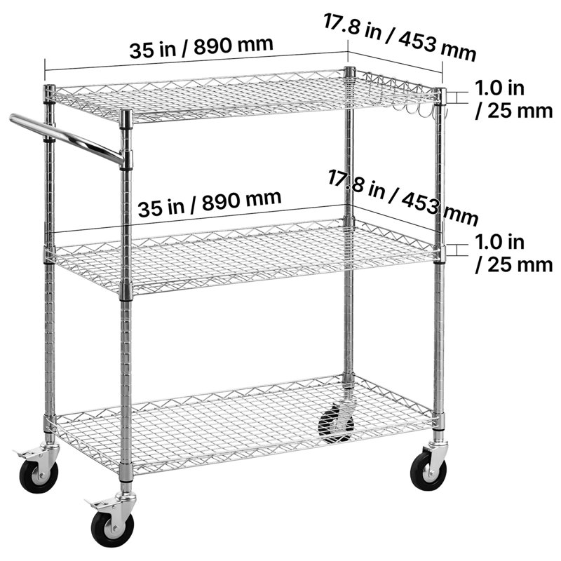 Chariot de cuisine, 40.94" H x 35.04" W x 17.83" D
