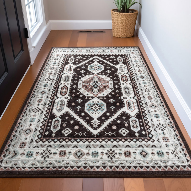 Tapis noir antidérapant Dery, Rectangle 3 pi 3 po x 4 pi 7 po
