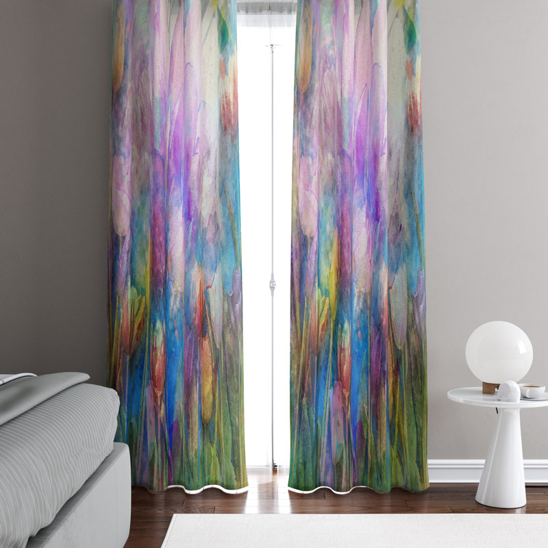 Paire de rideaux semi-transparents Watercolor, l 20 po x L 82 po