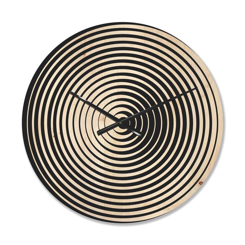 Horloge murale moderne en bois noir et blanc, Petit