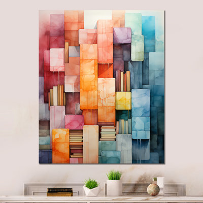 «Colorful Minimalisme cubique tranquillité» sur métal