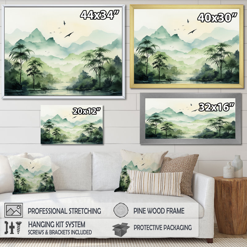«Tranquil Oasis I» sur toile, H 30 po x l 40 po x P 1,5 po, Cadre simple argenté