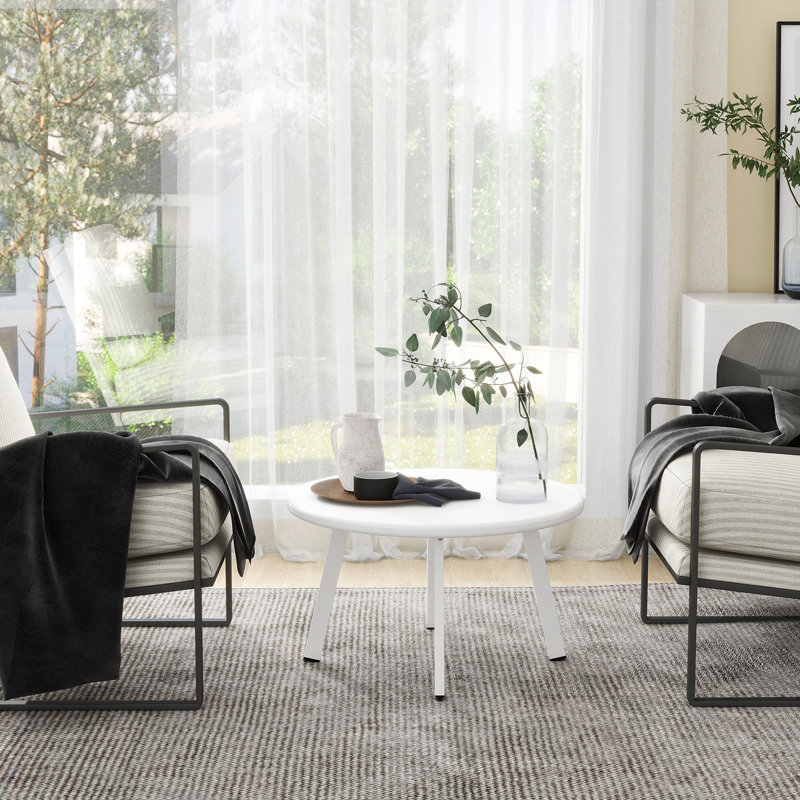 Table d'extérieur ronde 15,75 po Lakhdar, Blanc