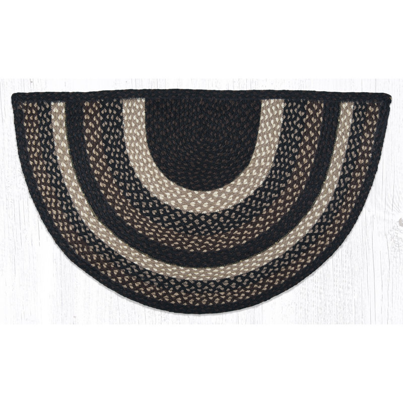  Grand tapis décoratif en jute tressé de style campagnard 24 po x 39 po, Demi-cercle 2 pi x 3 pi 3 po