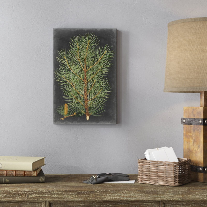 «Dramatic Pine II», peinture sur toile, H 18 po x l 12 po, Oui, Imprimé avec cadre blanc