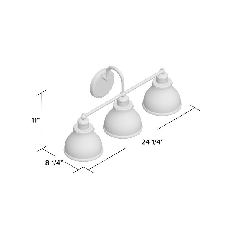 Carney 3 - Light Dimmable Vanity Light, Burnished Bronze, Milk