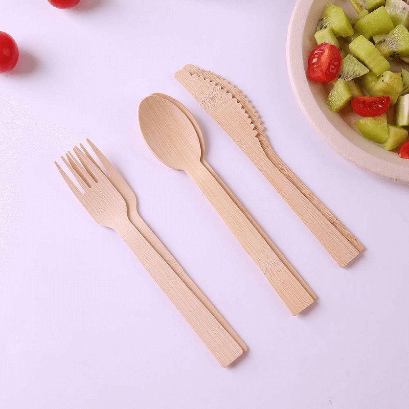 Ensemble de couverts jetables en bambou | 100 carats