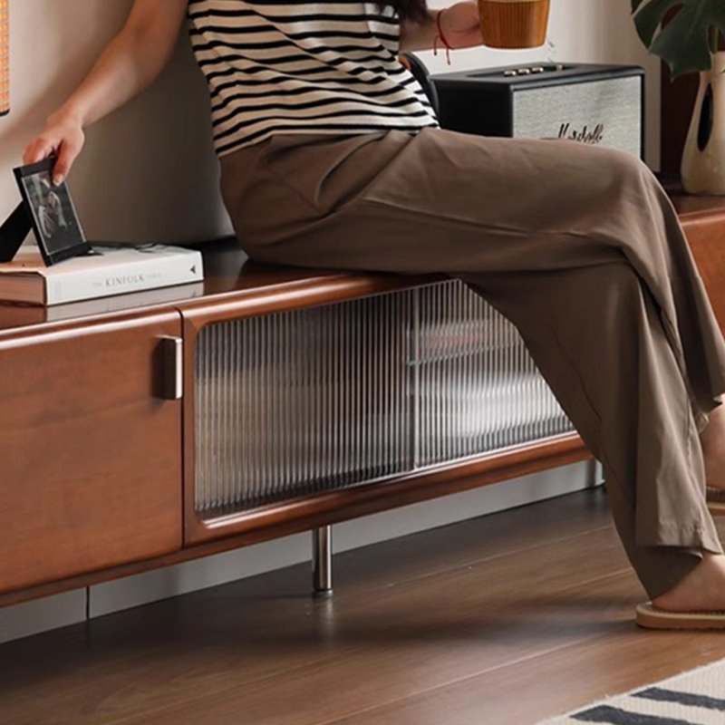 Meuble télé en bois massif de style rétro, H 18,11 po x L 78,74 po x l 13,77 po