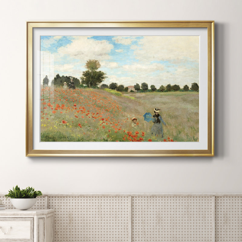 Coquelicot - cadre photo, reproduction d'art sur papier, Doré, H 26,5 po x l 36,5 po x P 1,5 po