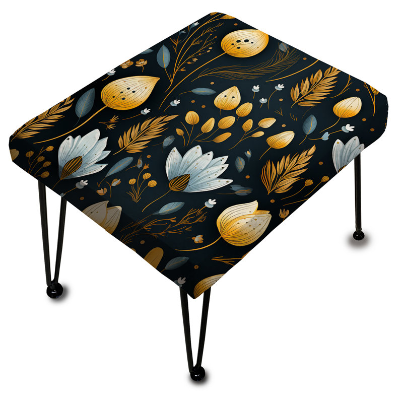 Nostalgia Vintage Black Floral Pattern - Floral Rectangle Ottoman