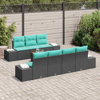 Ensemble de canapé de jardin 8 pièces noir et turquoise