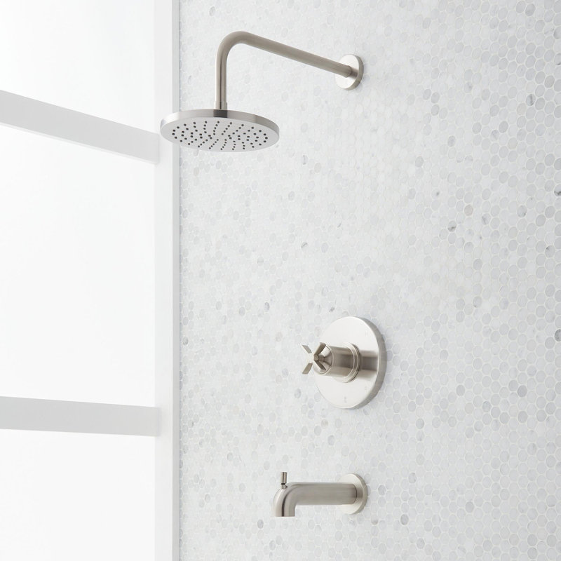 Vassor Pressure Balance Tub and Shower System - Brushed Nickel, Brushed Nickel