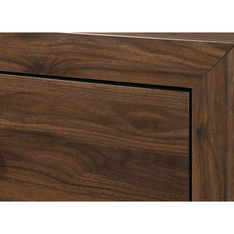 Lit double à finition cerisier brun - Mobilier de chambre à coucher contemporain en bois avec une touche de style, Lit double