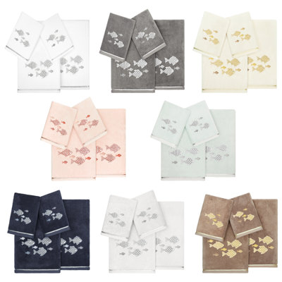 Linum Home Textiles 100% Turkish Cotton FIGI 4PC Embellished Towel Set