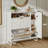 Farmhouse White Slim Shoe Storage Cabinet With 2 Adjustable Flip Drawers, Narrow Entryway Organizer With Hooks, Hallway Console Table
