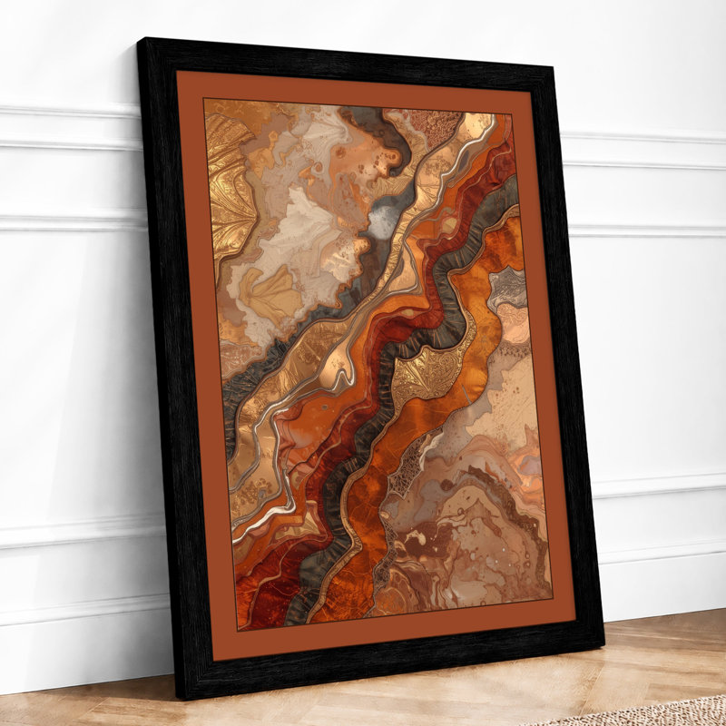 Winding Desert River Modern - Framed Print, A3 - 42.0 x 29.7 cm, Black