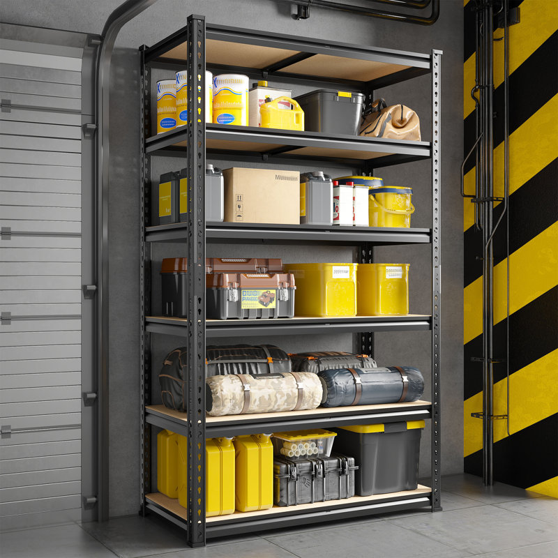 31.5"w Heavy-duty Steel Storage Shelving Unit With Rolled Edges, Adjustable Garage Shelving Unit For Garage, Basement, Pantry, Kitchen