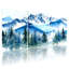 «Landscape & Nature Mountain Peaks Forest Lake Reflection», ensemble de 3 impressions sur toile-471930156
