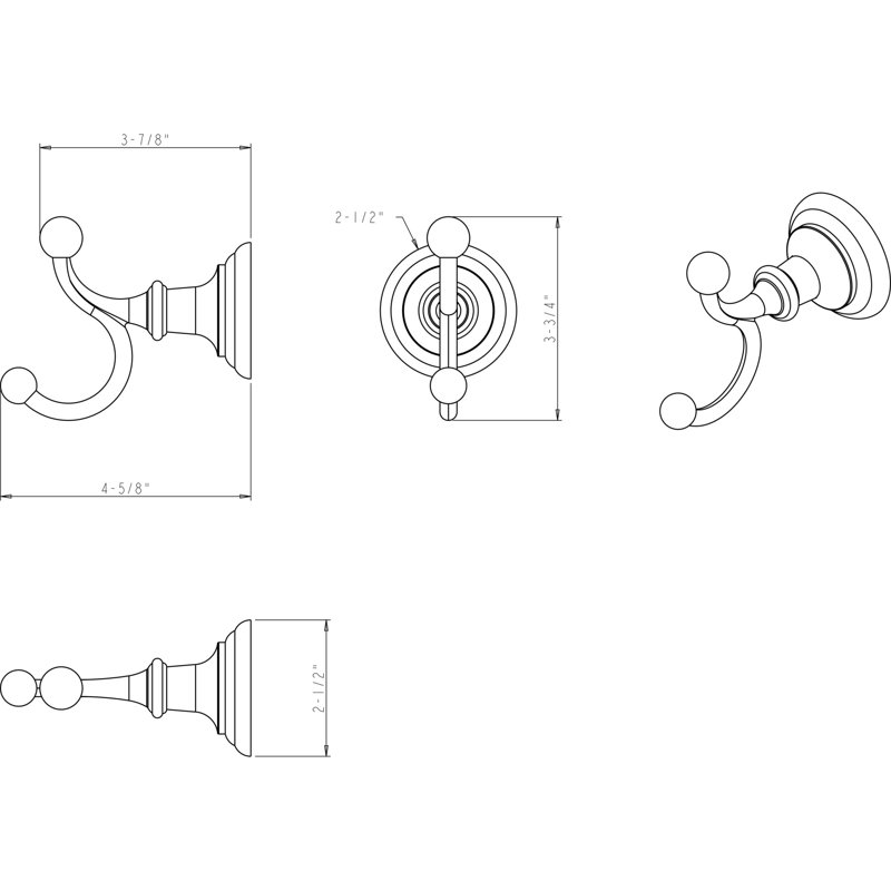 Fairview Wall Mounted Conventional Robe Hook, Satin Nickel