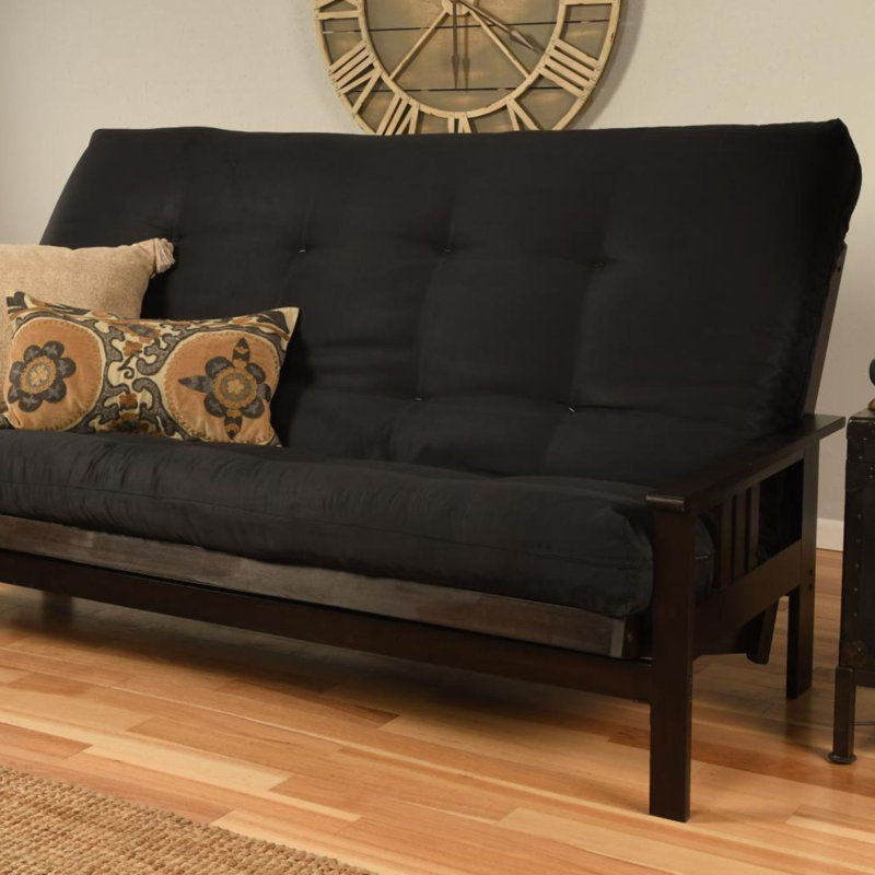 Monterey Queen Futon Frame with Mattress - Futon Frame Set with Mattress, Foldable Futon Frame with Sturdy Wood Build, Living Room Futon Frame with Mattress, Versatile Design