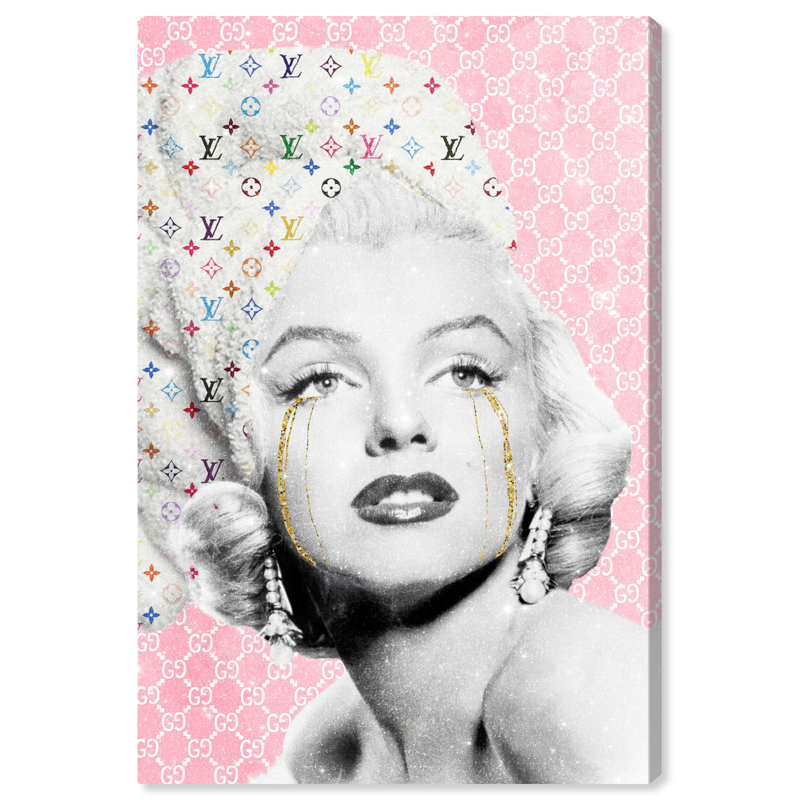 Art mural emblématique sur toile rose glamour étoile pour chambre à coucher, Toile tendue, H 24 po x l 16 po