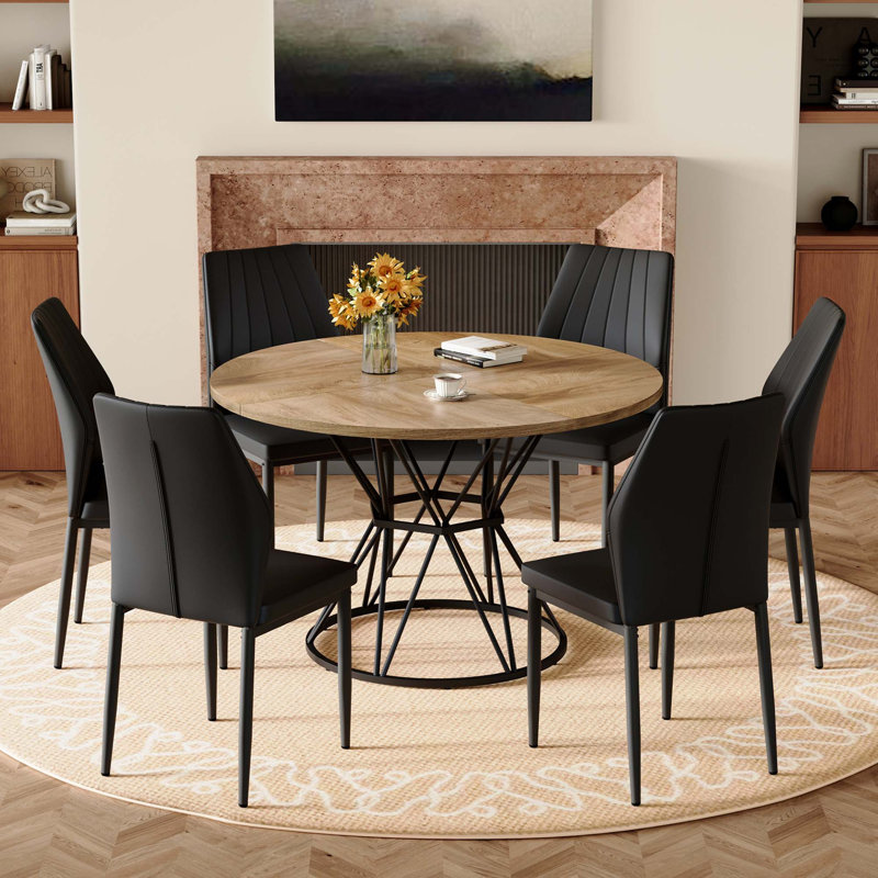 Modern Industrial Dining Set with Ergonomic Chairs