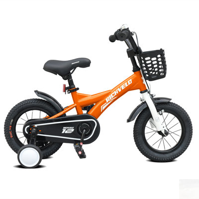 Kids Bike, 12-16 Inch Children Bicycle with Training Wheels, Dual Brakes, and Basket for Boys Age 3-7 Years Old