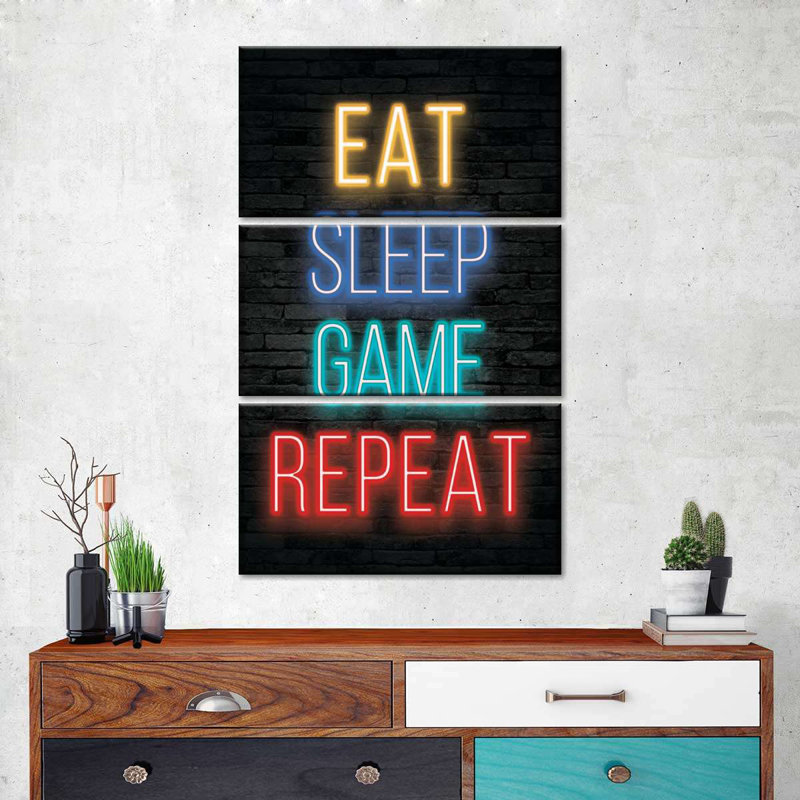 Ensemble de 3 pièces Neon Eat Sleep, H 57 po x l 36 po x P 1,25 po
