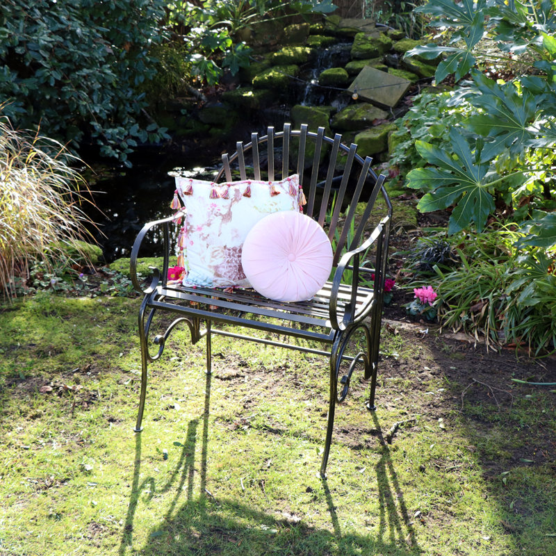 Ornate Metal Painted Garden Chair 62Cm, Black
