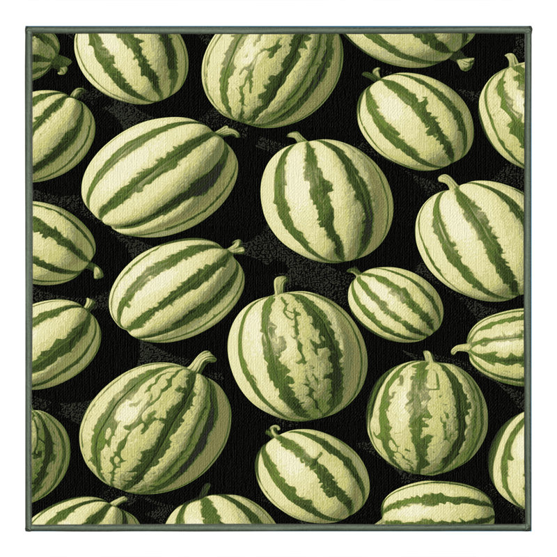 Tapis lavable à motif de fruits melon Casaba, Carré 5 pi