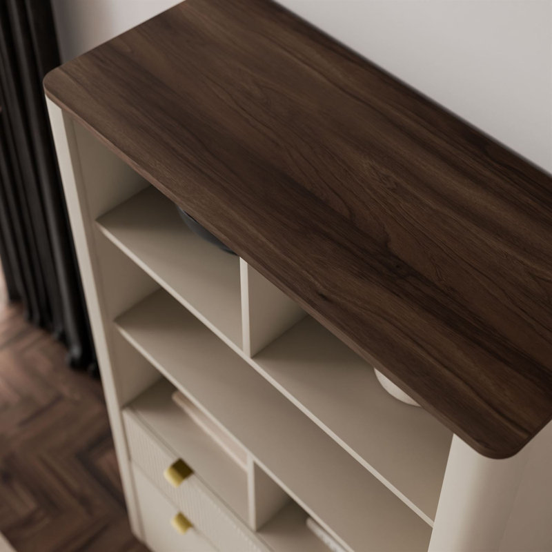 163cm H x 90cm W Bookcase, cashmere / walnut