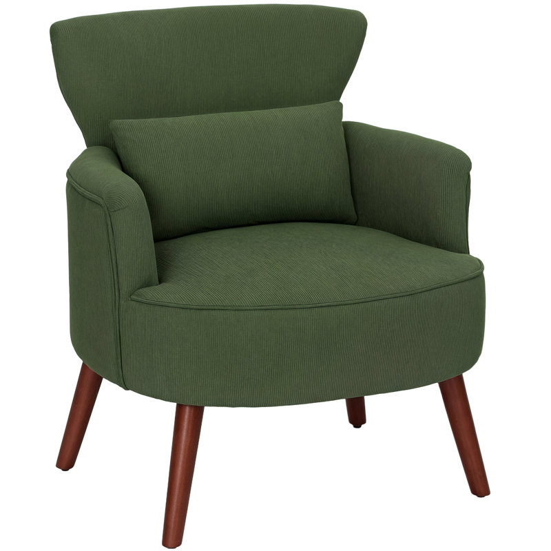 Chaise d'appoint rembourrée avec pieds en bois, chaise de salon, vert