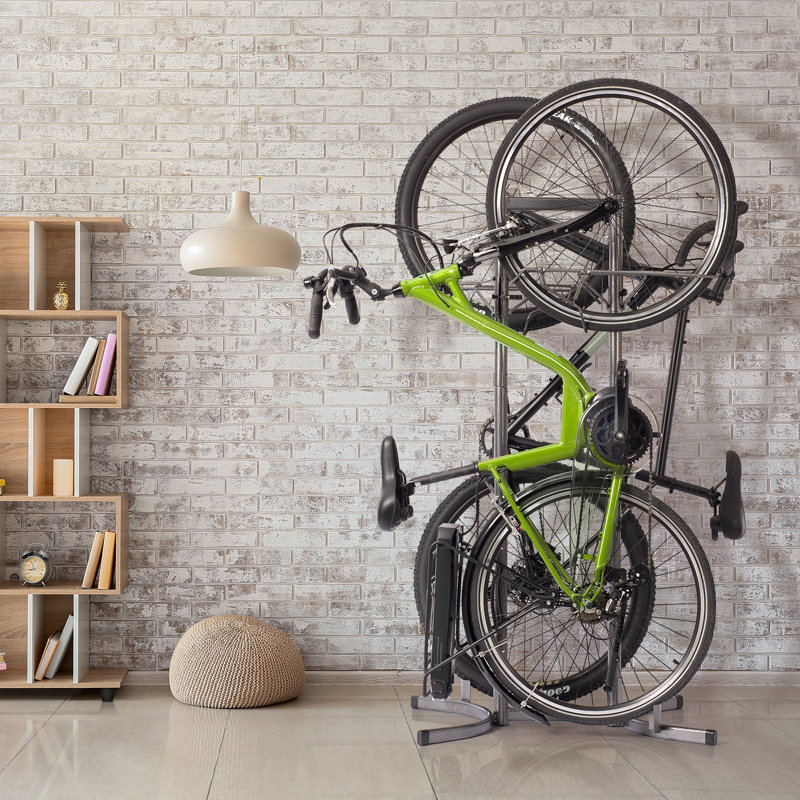 Support de rangement vertical autoportant pour 2 vélos