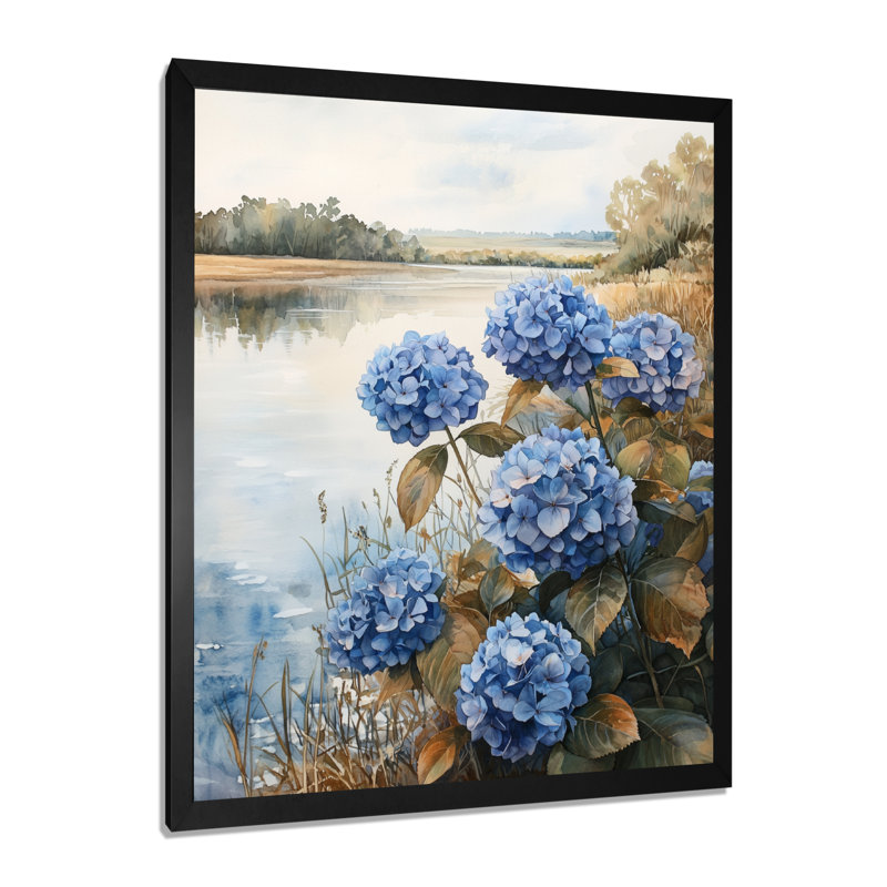 Hydrangeas par The Riverbank I - impressions sur toile florales, H 32 po x l 16 po, Black