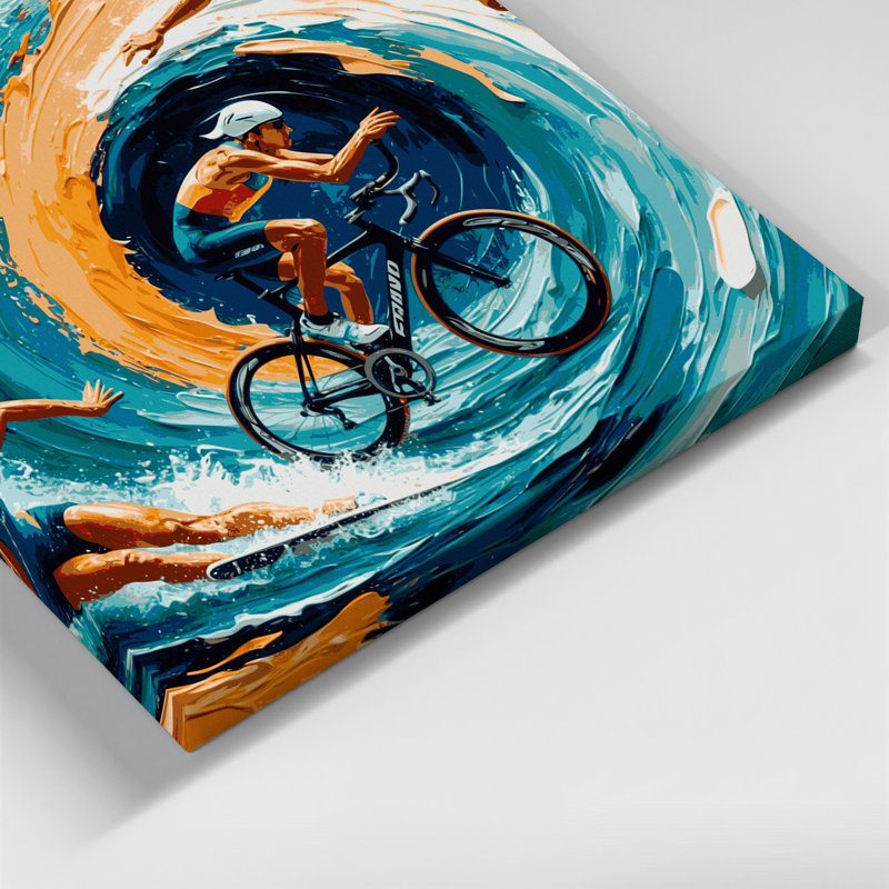 Art mural bleu sur toile Sports Triathlon, H 16 po x l 16 po